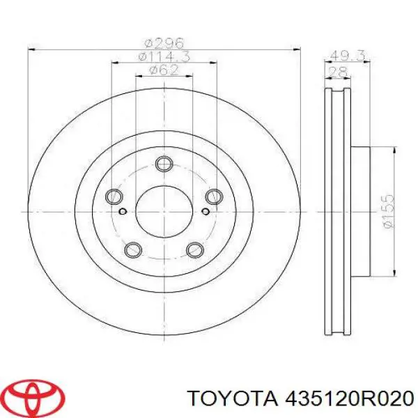 Передние тормозные диски 435120R020 Toyota