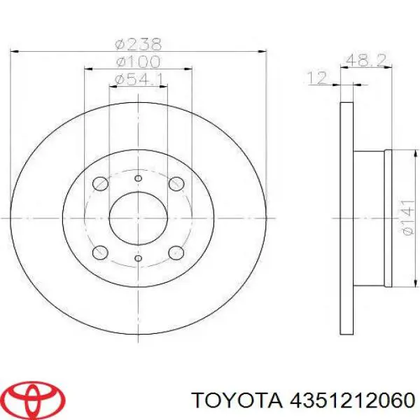 Передние тормозные диски 4351212060 Toyota