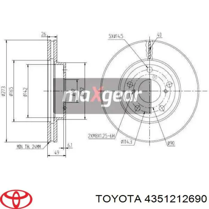 4351212690 Toyota Диск тормозной передний