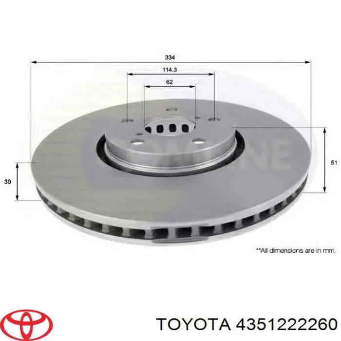 4351222260 Toyota диск тормозной передний