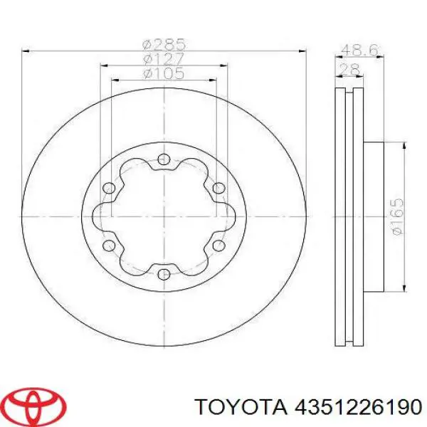 4351226190 Toyota Диск тормозной передний