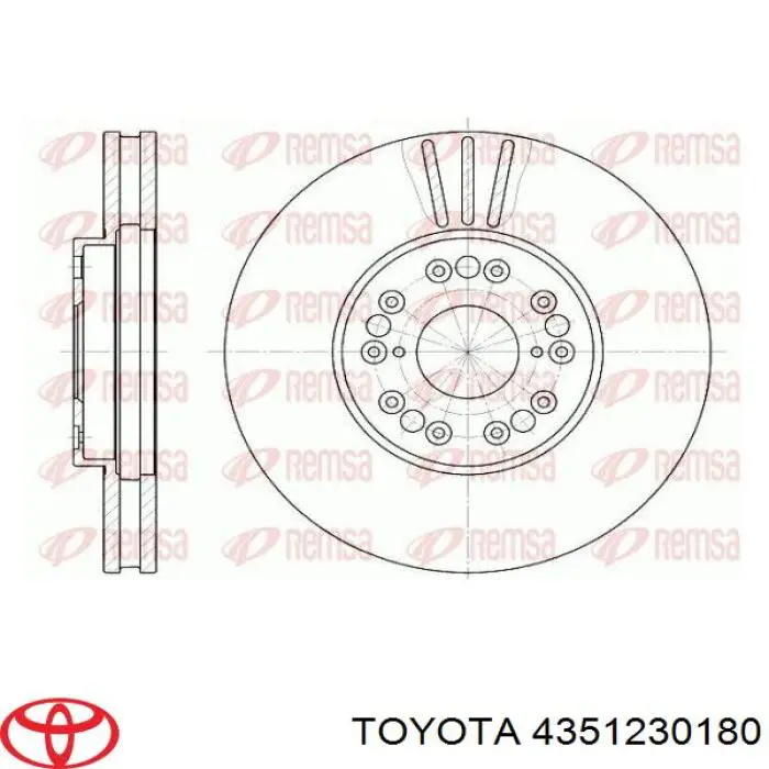 Передние тормозные диски 4351230180 Toyota