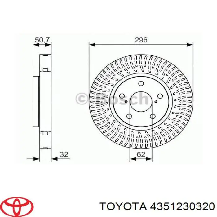Передние тормозные диски 4351230320 Toyota