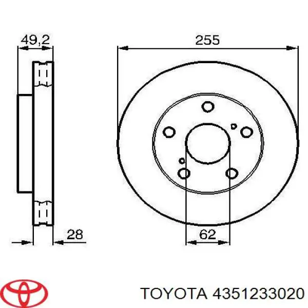 4351233020 Toyota диск тормозной передний