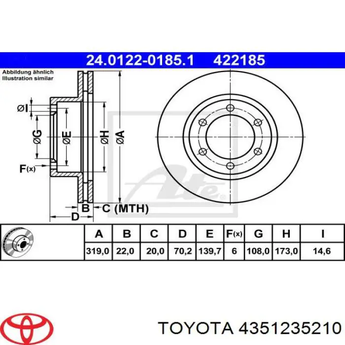 4351235210 Toyota диск тормозной передний