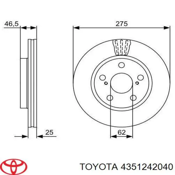 Передние тормозные диски 4351242040 Toyota