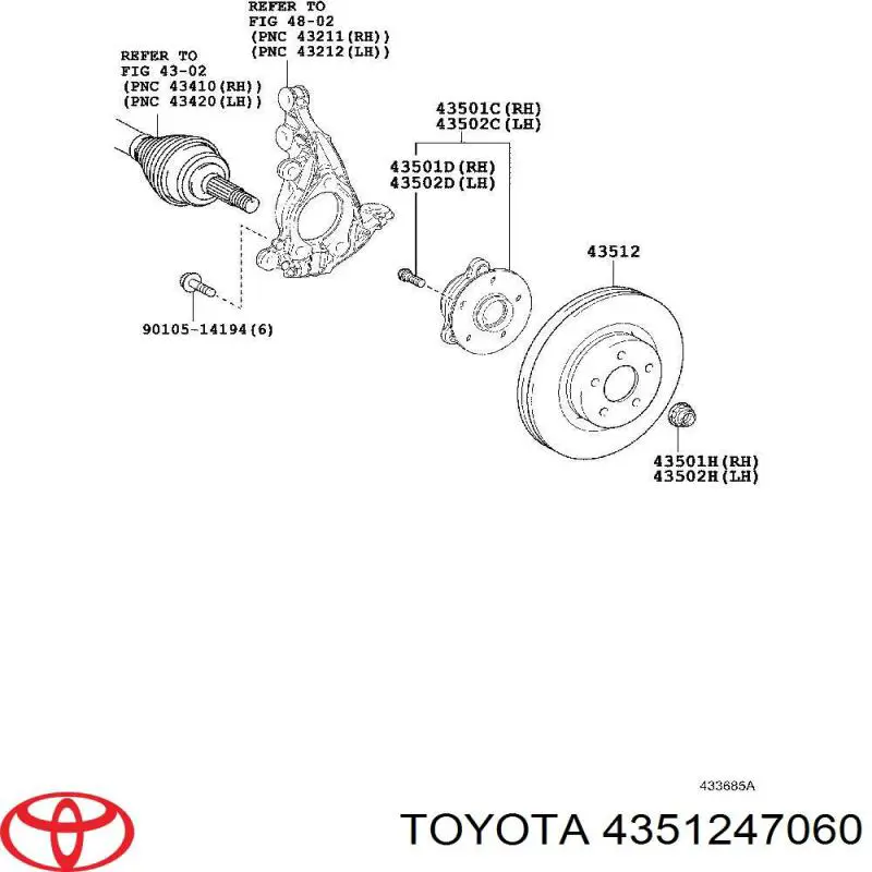 Тормоз дисковый передний Toyota 4351247060 цена, от 25.34 USD