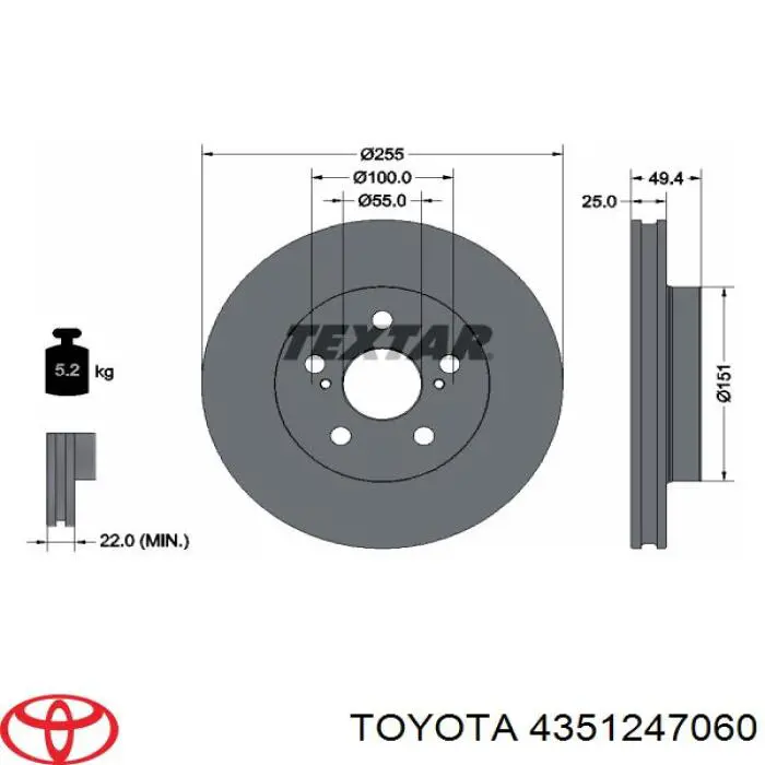 Купить 4351247060 Toyota Ротор тормозной