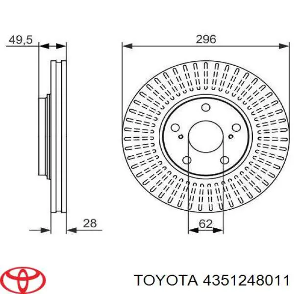 Передний тормозной диск Toyota 4351248011