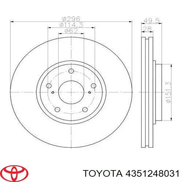 Передние тормозные диски 4351248031 Toyota