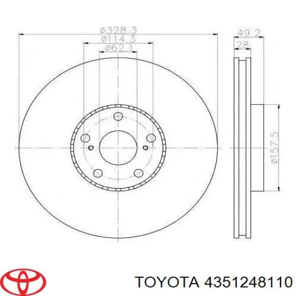 4351248110 Toyota диск тормозной передний