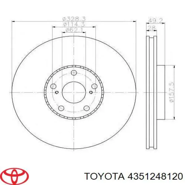 Передние тормозные диски 4351248120 Toyota