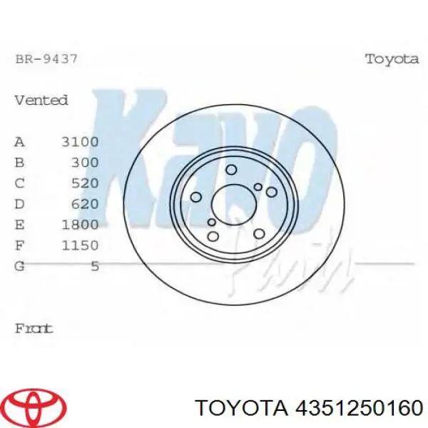 Тормоз дисковый передний Toyota 4351250160 цена, от 41.17 USD