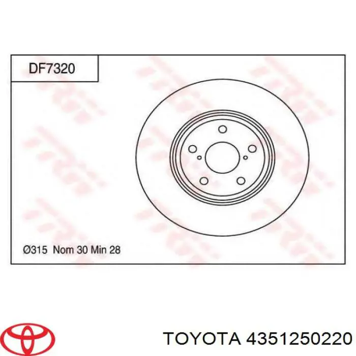 Тормоз дисковый передний Toyota 4351250220 цена, от 55.74 USD