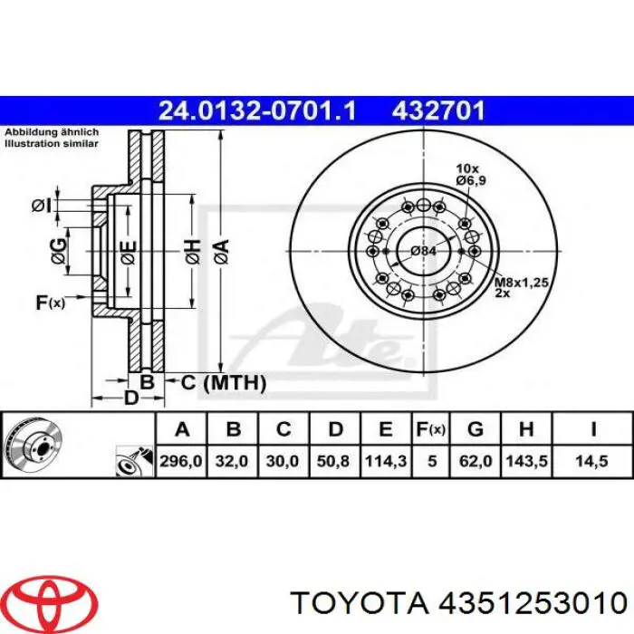 4351253010 Toyota Диск тормозной передний