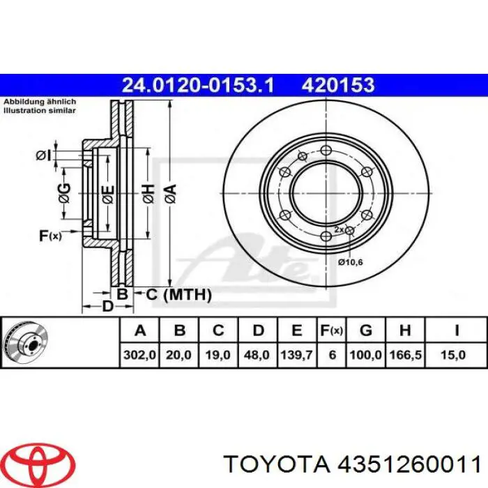 4351260011 Toyota диск тормозной передний