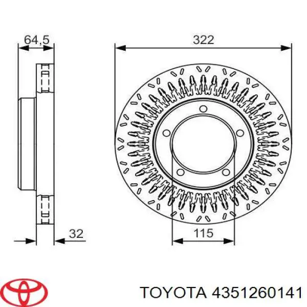 4351260141 Toyota Диск тормозной передний