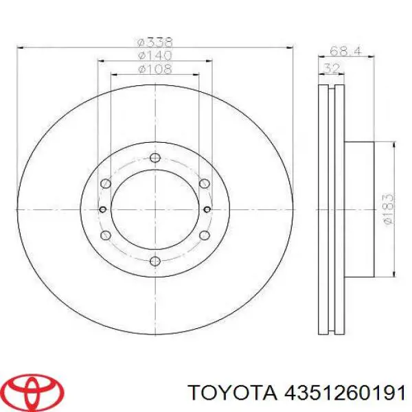 Передние тормозные диски 4351260191 Toyota