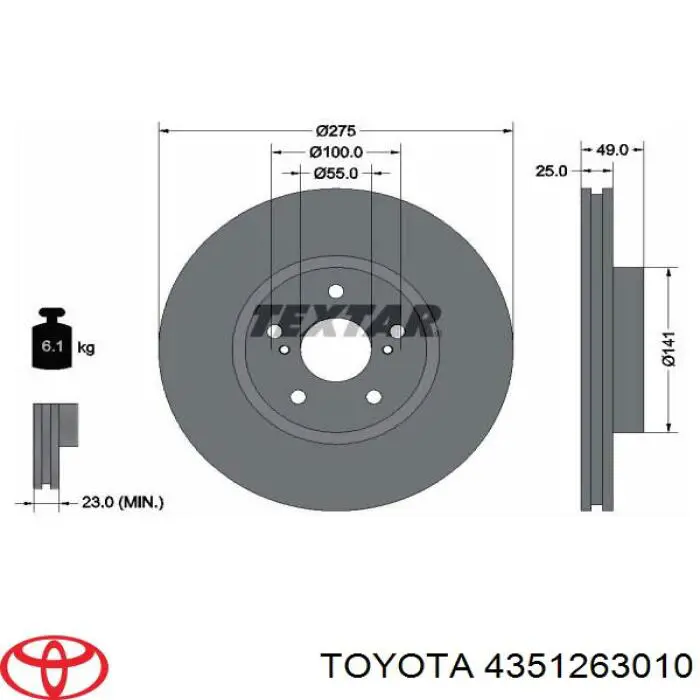Купить 4351263010 Toyota Ротор тормозной