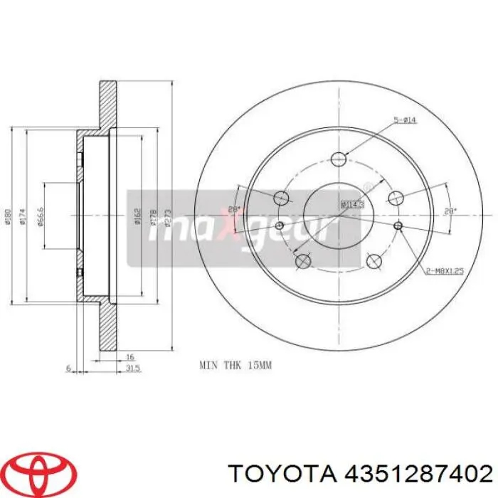 Тормоз дисковый передний Toyota 4351287402 цена, от 30.86 USD