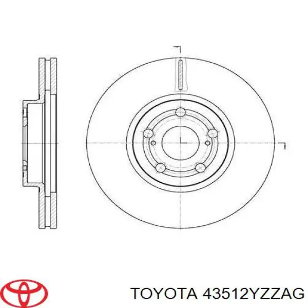 43512YZZAG Toyota диск тормозной передний