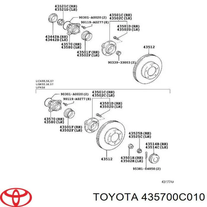Купить 435700C010 Toyota Подшипник передней ступицы