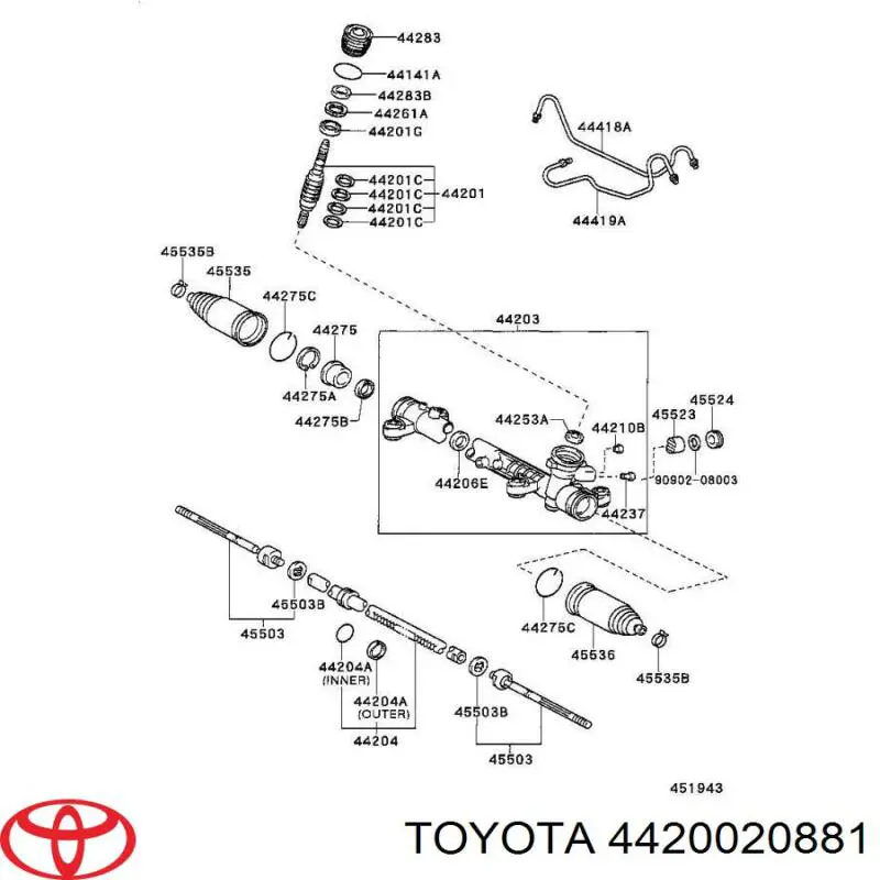 4420020881 Toyota Управление рулевое в сборе
