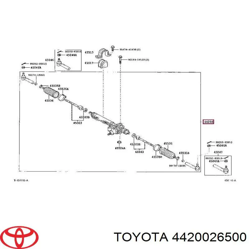 4420026501 Toyota cremalheira da direção