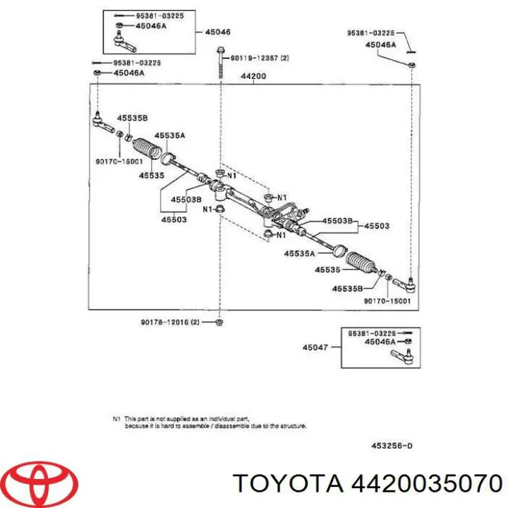 4420035070 Toyota cremalheira da direção