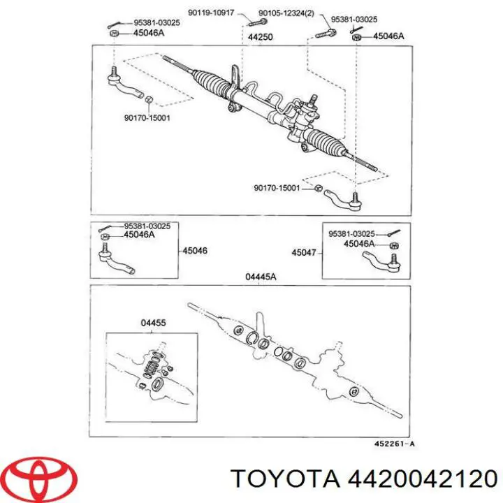 4420042120 Toyota рулевая рейка