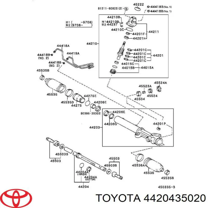4420435020 Toyota рулевая рейка