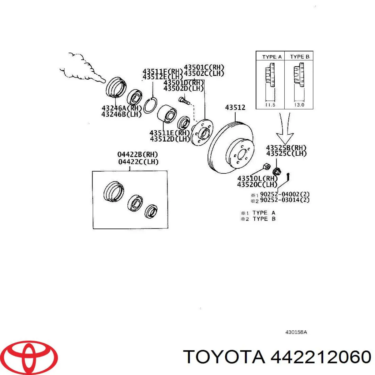 Сальник передней ступицы 442212060 Toyota