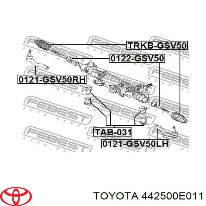 442500E011 Toyota cremalheira da direção