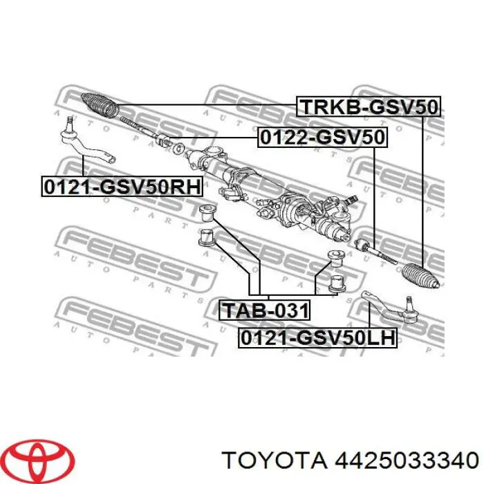 4425033340 Toyota рулевая рейка