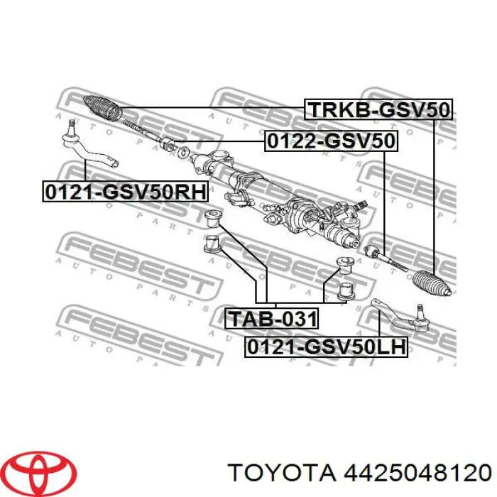 4425048120 Toyota cremalheira da direção