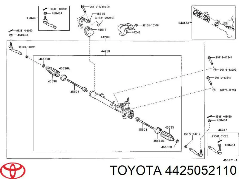 Реечный рулевой механизм Toyota 4425052110 цена, от 181.50 USD