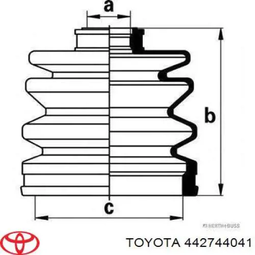 0442744041 Toyota пыльники шрусов передней полуоси, комплект