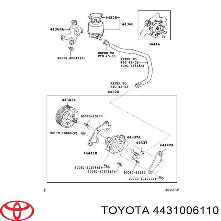 Насос гидроусилителя руля (ГУР) на Toyota Sienna L2