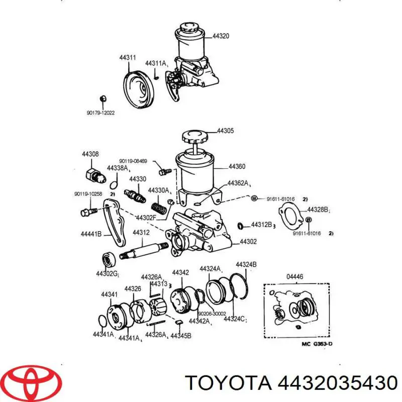 4432035430 Toyota насос гур