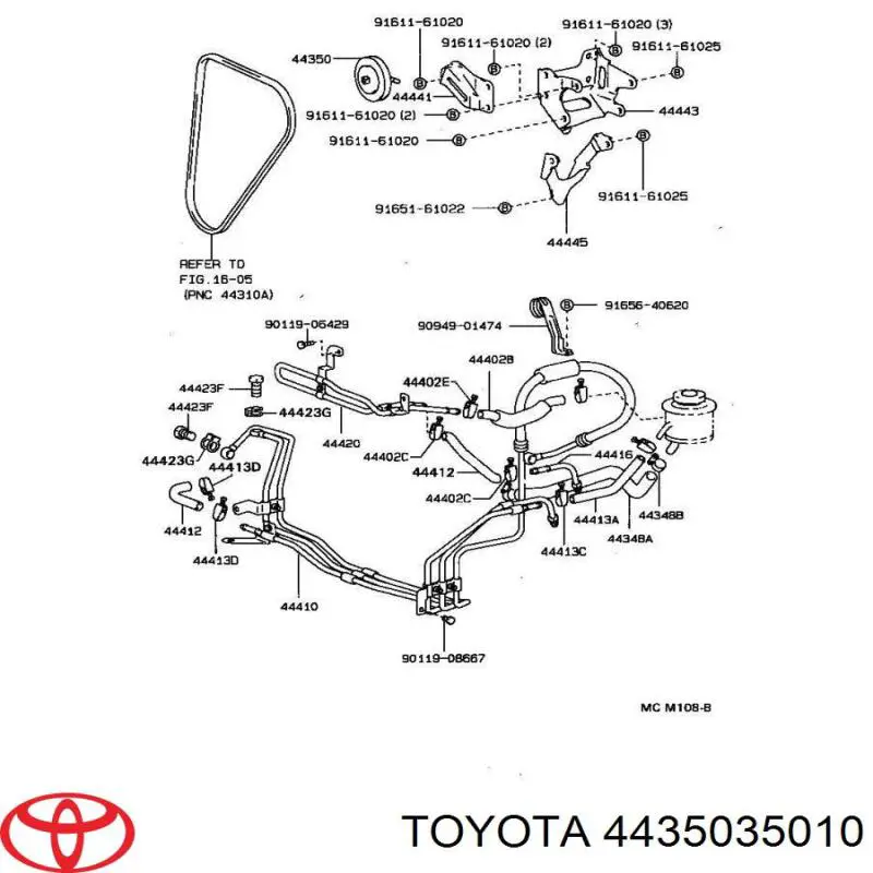 Натяжной ролик Toyota 4435035010 цена, от 363.23 USD