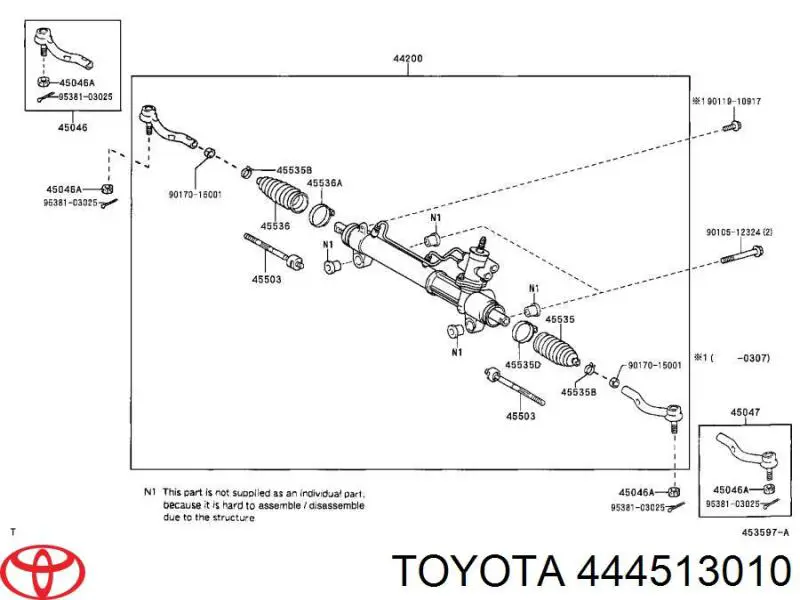 Ремкомплект рейки Тойота Рав-4 2 (Toyota RAV4)