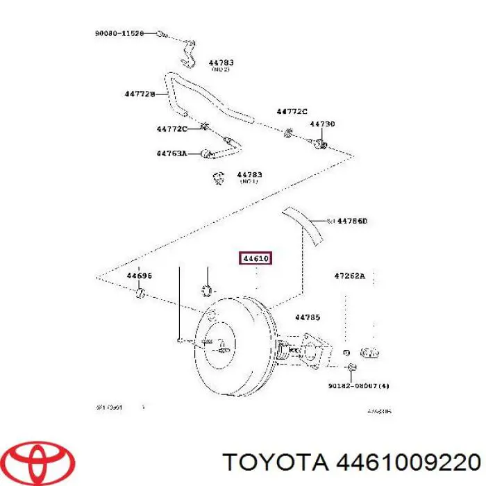 Усилитель тормозов вакуумный на Toyota Yaris SP90