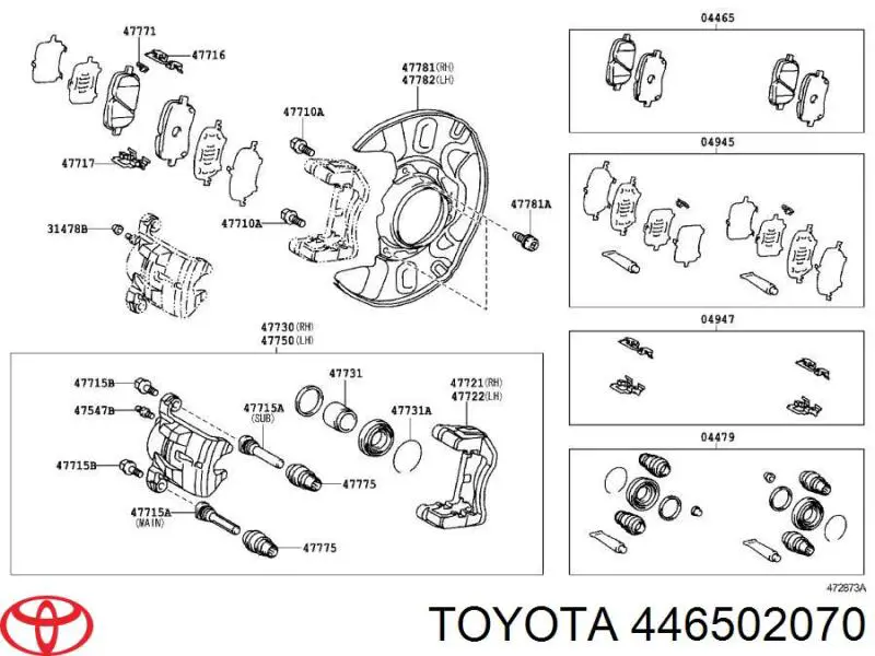 446502070 Toyota колодки тормозные передние дисковые