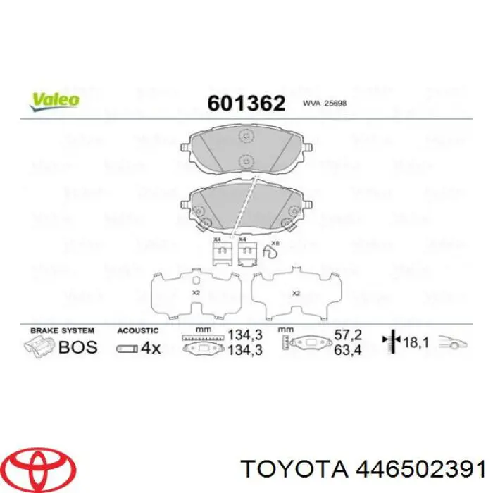 446502391 Toyota колодки тормозные передние дисковые