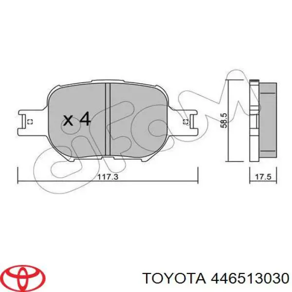 Передние тормозные колодки 446513030 Toyota