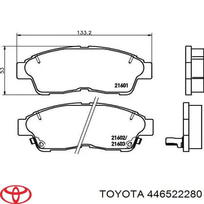 Передние тормозные колодки 446522280 Toyota