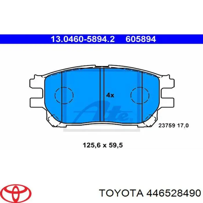 Передние тормозные колодки 446528490 Toyota