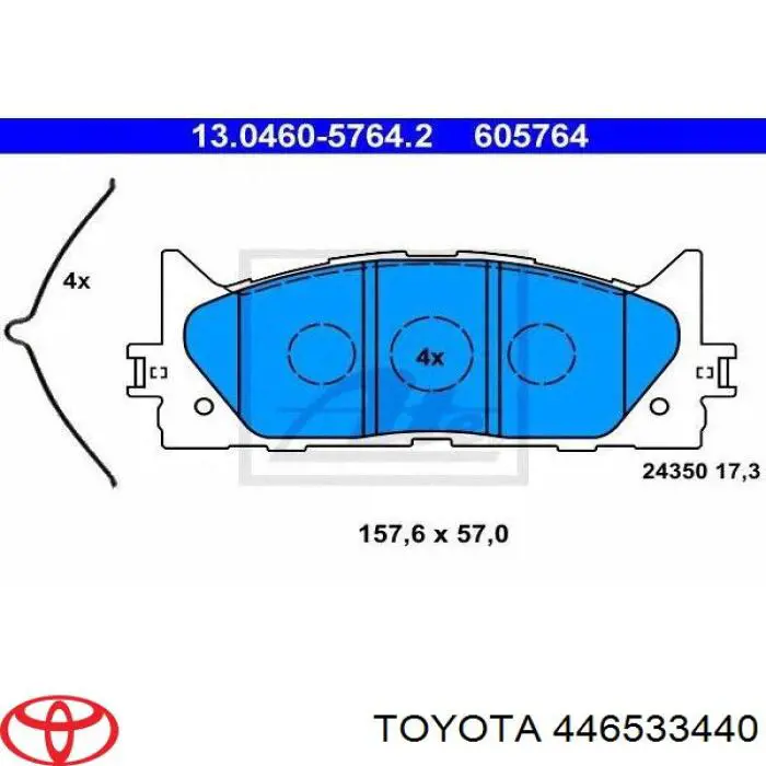 Передние тормозные колодки 446533440 Toyota