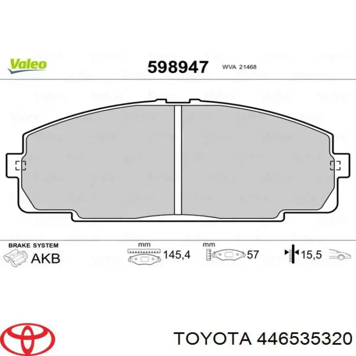 Передние тормозные колодки 446535320 Toyota