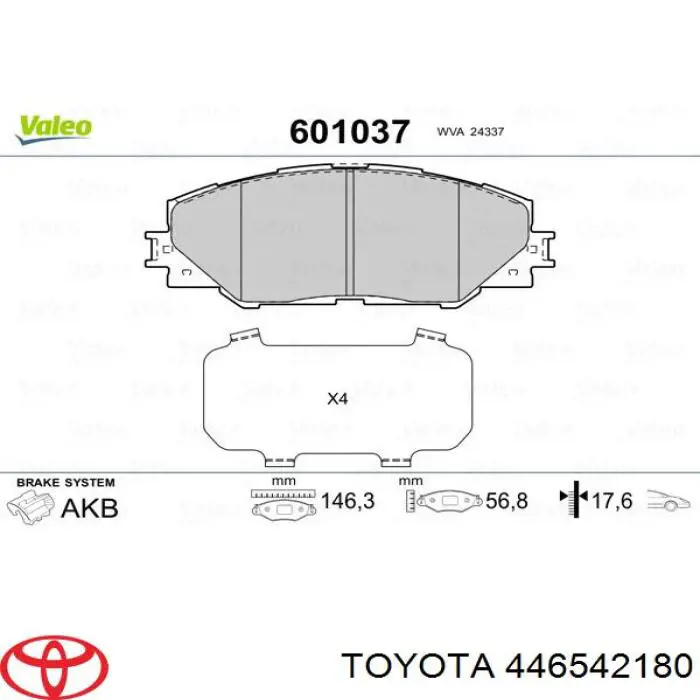 446542180 Toyota колодки тормозные передние дисковые